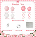Pink Balloon Garland Arch Kit,Coquette Birthday Decorations 176Pcs Pink Bow Long Balloons Pink and White Balloons Different Size for Wedding