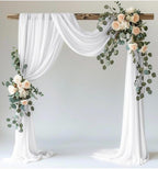 White Wedding Arch Drapes, Sheer White Backdrop Fabric 28.7 x 20FT, Elegant Wedding Arbor Curtain for Ceremony Reception Party Decor