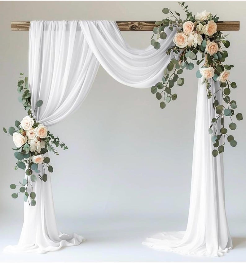 White Wedding Arch Drapes, Sheer White Backdrop Fabric 28.7 x 20FT, Elegant Wedding Arbor Curtain for Ceremony Reception Party Decor