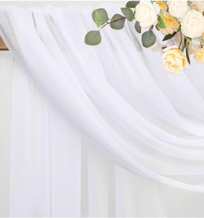 White Wedding Arch Drapes, Sheer White Backdrop Fabric 28.7 x 20FT, Elegant Wedding Arbor Curtain for Ceremony Reception Party Decor