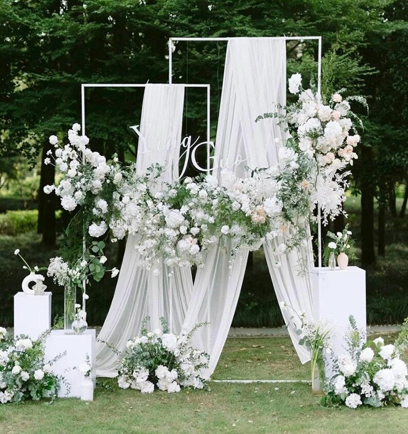Wedding Arch Draping Fabric 2 Panels 28.7" x 20FT White Sheer Fabric Backdrop Arch Draping for Wedding Ceremony Birthday Party Bridal Shower