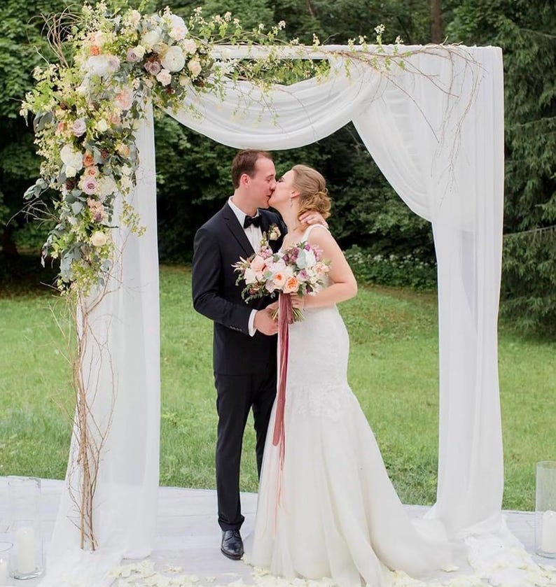 Wedding Arch Draping Fabric 2 Panels 28.7" x 20FT White Sheer Fabric Backdrop Arch Draping for Wedding Ceremony Birthday Party Bridal Shower