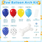 152pcs Paw Print Balloons Garland Arch Kit - Paw Themed Dog Bone Foil Balloons in Royal Blue, Yellow, Red for Baby Shower