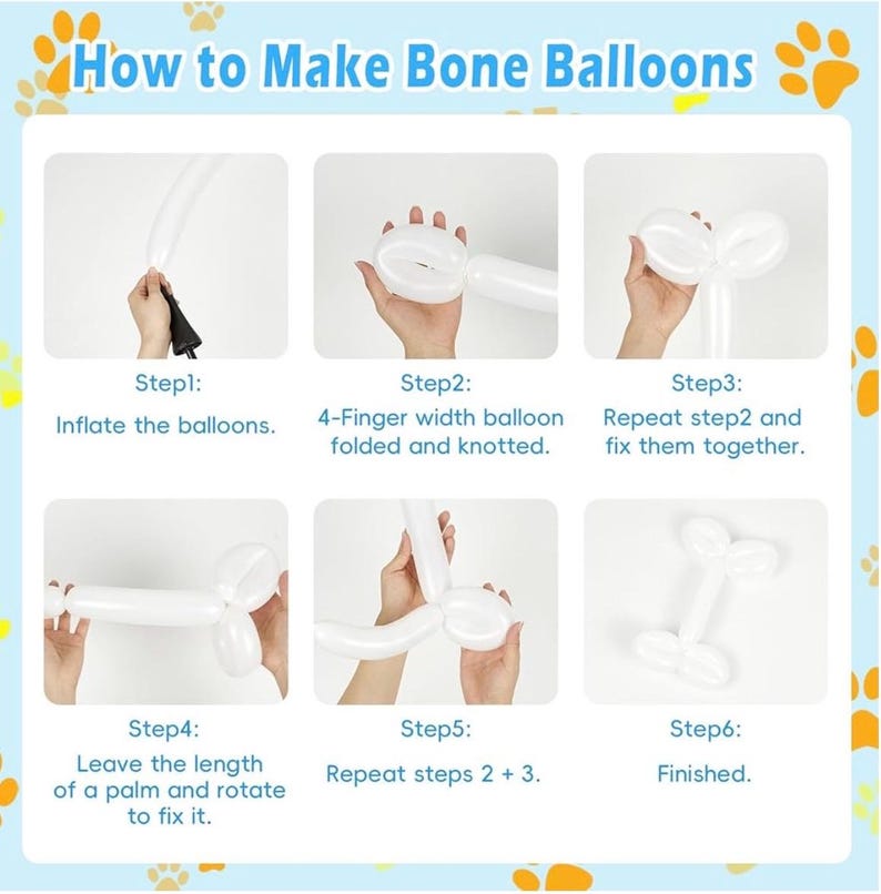 152pcs Paw Print Balloons Garland Arch Kit - Paw Themed Dog Bone Foil Balloons in Royal Blue, Yellow, Red for Baby Shower