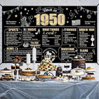 Large 76th Birthday Banner Backdrop Decorations for Men Women, Back in 1950 Happy 76 Birthday Sign Party Supplies, 76 Year Old Bday Photo