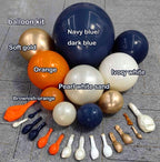 Navy Blue Orange Balloon Garland Double Stuffed Dark Blue Burnt Orange White Sand Pearl Gold Balloon Arch Kit for Birthday Baby Shower
