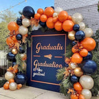 Navy Blue Orange Balloon Garland Double Stuffed Dark Blue Burnt Orange White Sand Pearl Gold Balloon Arch Kit for Birthday Baby Shower