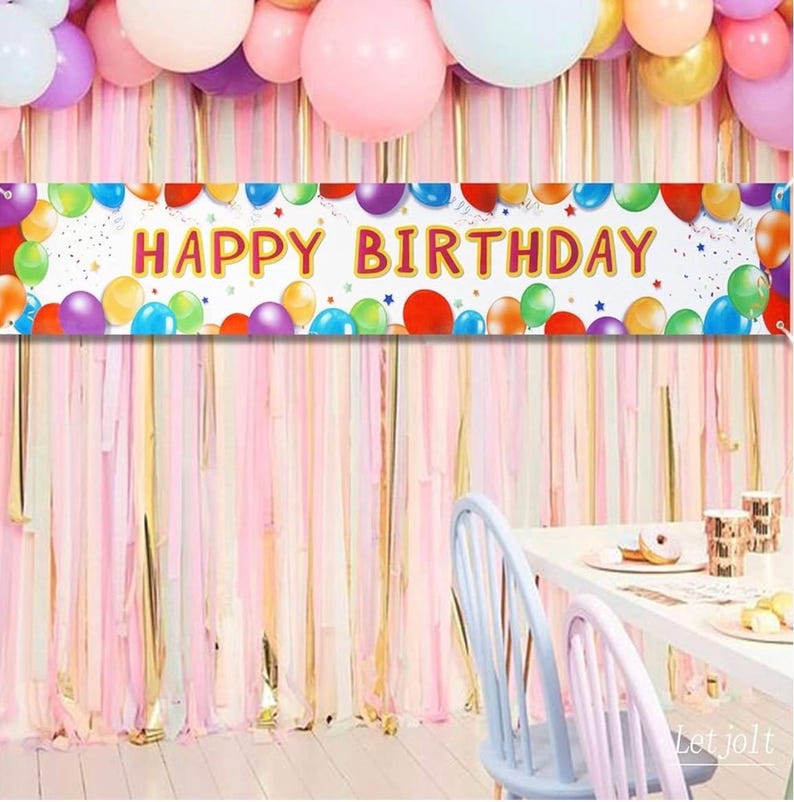Birthday Banner Happy Birthday Sign Huge Balloon Banner Decorations Supplies Colorful Fence Outdoor Giant Sign Photo Prop Backdrop Outside