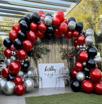 Black Red Silver Balloon Garland Red Black Balloons Different Sizes Dark Red Latex Red Metallic Silver Balloon Arch Kit ,74Pcs
