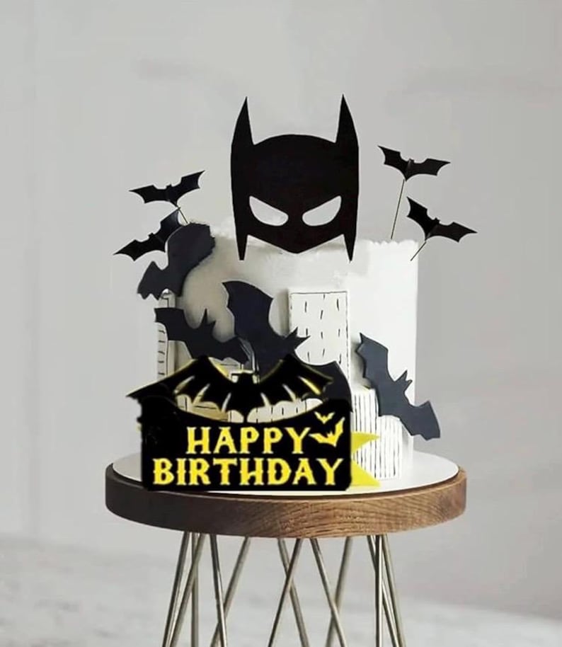Superhero Bat Birthday Cake Topper Happy Birthday Cake Decorations for Hero Themed birthday Party Supplies Bat Birthday Decor