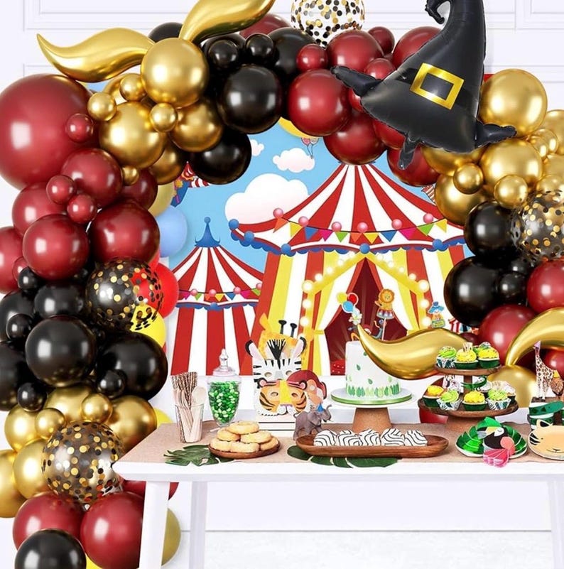 Balloon Garland Arch Kit – Burgundy Black Gold Balloons with Bonus DIY Hat and Wings for Baby Shower Anniversary Graduation Party Supplies