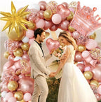 154Pcs Rose Gold Balloons Arch Garland Kit for Bachelorette, Birthday, Wedding, Bridal, Baby Shower, Valentines Day Party Decorations