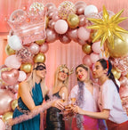 154Pcs Rose Gold Balloons Arch Garland Kit for Bachelorette, Birthday, Wedding, Bridal, Baby Shower, Valentines Day Party Decorations