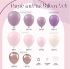 Lavender Balloon Garland Arch Kit,130pcs Pink and Purple Balloon Arch Kit with Dusty Purple Light Pink Sand White Metallic Rose Gold Balloon