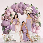 Lavender Balloon Garland Arch Kit,130pcs Pink and Purple Balloon Arch Kit with Dusty Purple Light Pink Sand White Metallic Rose Gold Balloon
