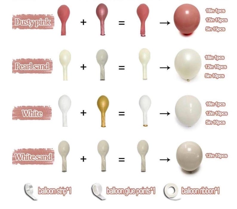 Dusty Pink Cream White Balloon Garland Double Stuffed Rose Pink Sand White Pearl Balloons Blush Beige Nude Balloon Arch Kit for Baby Shower