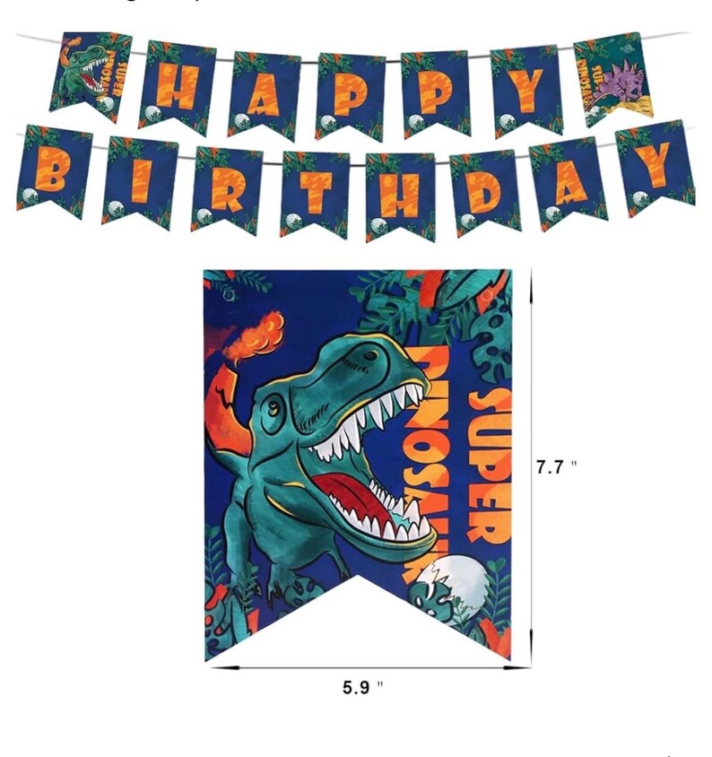 Dinosaur Birthday Party Supplies Kit For Boys, Dinosaur Party Decorations-20 Guest-Include Dino Plates Cups Napkins Banner Cutlery Balloon