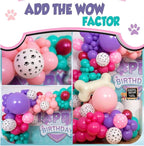 147Pcs Paw Balloons Garland Arch Kit with Dog Paw Print Balloons Pink Purple Turquoise Confetti Balloon for Girls Puppy Themed Birthday Baby