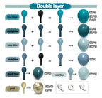 Teal Blue Gold Balloons - Double Stuffed Latex Dusty Fog Blue Balloon Arch Different Sizes Metallic Gold Balloon Garland For Graduation