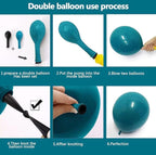Teal Blue Gold Balloons - Double Stuffed Latex Dusty Fog Blue Balloon Arch Different Sizes Metallic Gold Balloon Garland For Graduation