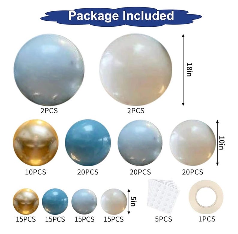Dusty Blue Balloons Garland Kit, Fog Blue Royal Blue Pastel Blue Sand White Metallic Gold latex Balloons for Boy Baby Shower Bridal Shower
