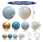 Dusty Blue Balloons Garland Kit, Fog Blue Royal Blue Pastel Blue Sand White Metallic Gold latex Balloons for Boy Baby Shower Bridal Shower