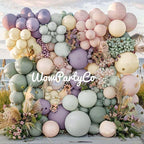 Dusty Green Purple Pink Balloon Garland Double Stuffed Lavender Light Mist Green Ivory Pastel Balloon Arch Kit with Lilac Blush Color