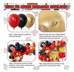 144PCS Dice Favor Boxes Casino Theme Party Decorations , Casino Balloon Arch Garland Kit Red Black Gold Dice Crown Poker Foil Balloons