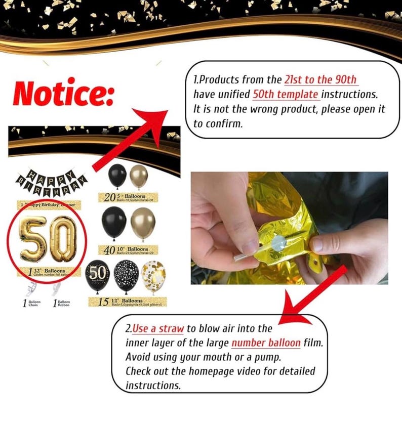 80th Birthday Decorations for Men Women, Black and Gold 80th Birthday Balloons Set Party Decorations with Happy 80th Birthday Decorations