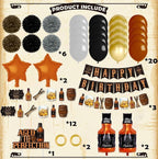 Whiskey Birthday Party Decorations for Men - Aged to Perfection Supplies including Birthday Banner, Cake Toppers,Foil Balloons,Paper Flowers