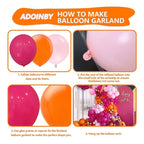 Pink and Orange Balloon Arch Kit, 161Pcs Hot Pink Orange Metallic Gold Latex Balloon Garland kit, 18 12 10 5 Inch Different Size Balloons