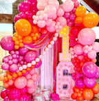 Pink and Orange Balloon Arch Kit, 161Pcs Hot Pink Orange Metallic Gold Latex Balloon Garland kit, 18 12 10 5 Inch Different Size Balloons