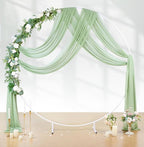 Wedding Arch Drape Sage Green Wedding Decor 3 Panels 6 Yards Chiffon Fabric Backdrop Curtain for Ceremony Party Ceiling