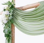 Wedding Arch Drape Sage Green Wedding Decor 3 Panels 6 Yards Chiffon Fabric Backdrop Curtain for Ceremony Party Ceiling