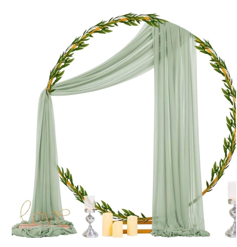 Wedding Arch Drape Sage Green Wedding Decor 3 Panels 6 Yards Chiffon Fabric Backdrop Curtain for Ceremony Party Ceiling
