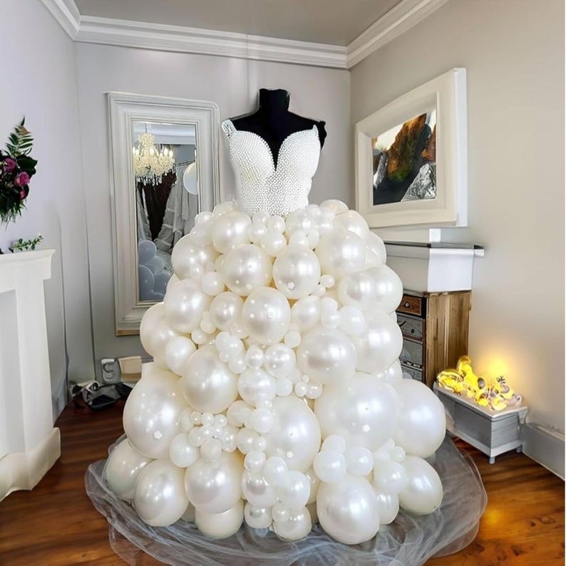 Pearl Balloon Arch Pearl White Sand Double Stuffed Balloons Arch With Pearl Stickers 5/10/12/18 Inch Bridal Shower Balloon Arch Pearl Ivory