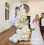 Pearl Balloon Arch Pearl White Sand Double Stuffed Balloons Arch With Pearl Stickers 5/10/12/18 Inch Bridal Shower Balloon Arch Pearl Ivory