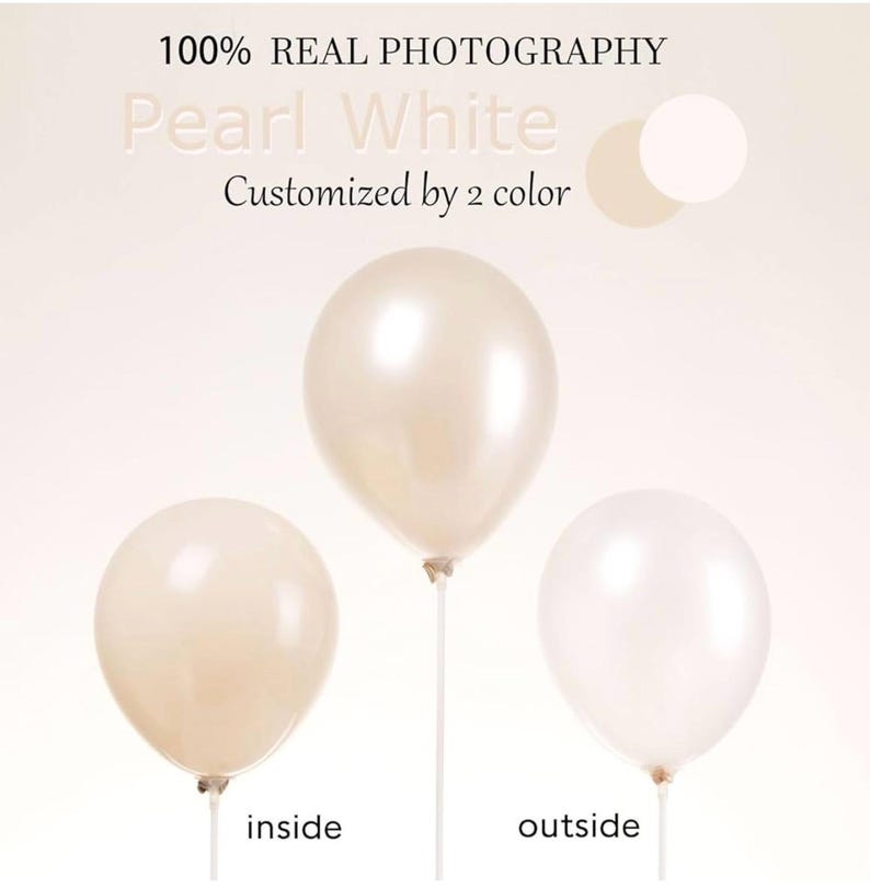 Pearl Balloon Arch Pearl White Sand Double Stuffed Balloons Arch With Pearl Stickers 5/10/12/18 Inch Bridal Shower Balloon Arch Pearl Ivory