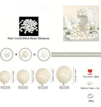 Pearl Balloon Arch Pearl White Sand Double Stuffed Balloons Arch With Pearl Stickers for Bridal Shower Balloon Arch Pearl Ivory for Wedding