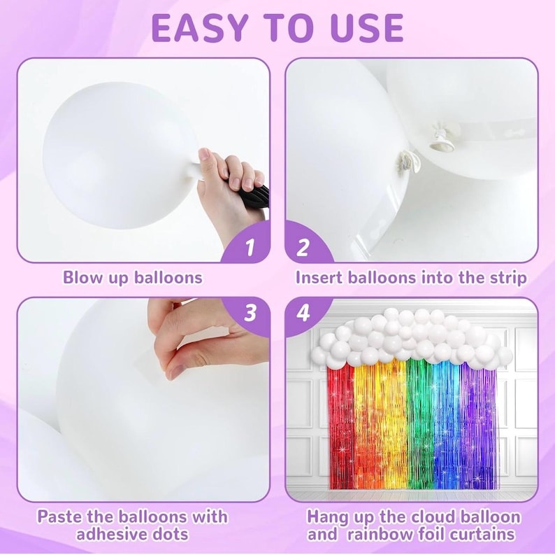 Rainbow Party Backdrop Balloon Garland Rainbow Cloud Birthday Photo Backdrops Props Booth Rainbow Balloon Arch Kit Fringe Curtains Birthday