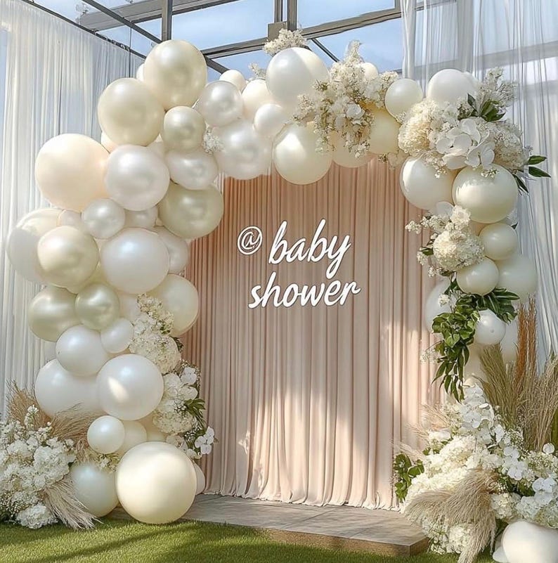 Pearl Balloon Garland Double Stuffed Pearl White Balloons Cream White Balloon Arch Kit Ivory Pearl Sand White Balloons for Wedding Bridal