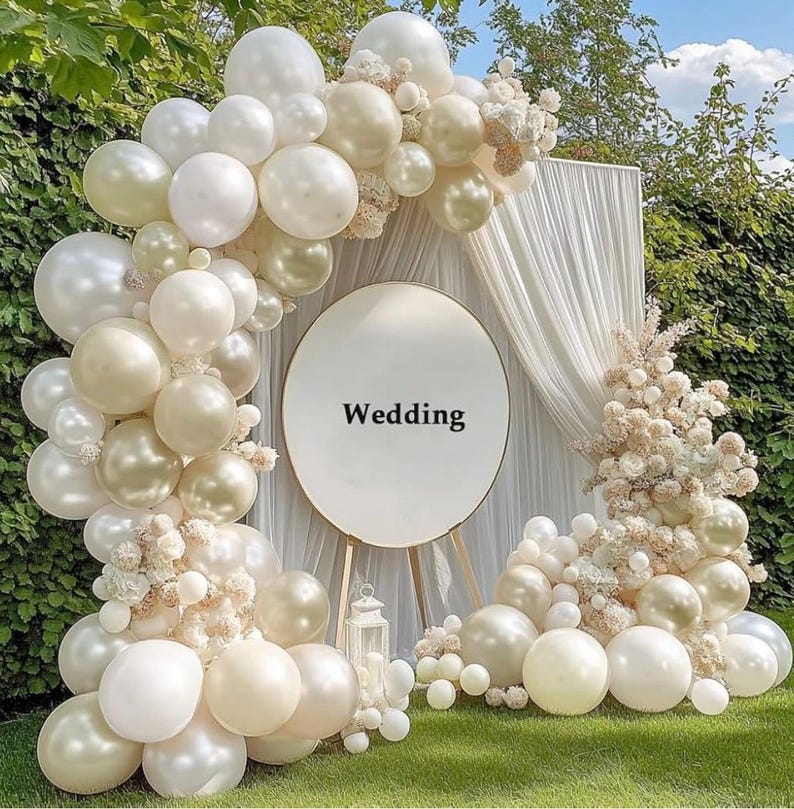 Pearl Balloon Garland Double Stuffed Pearl White Balloons Cream White Balloon Arch Kit Ivory Pearl Sand White Balloons for Wedding Bridal