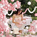 Pink Balloon Garland Arch Kit,Coquette Birthday Decorations 176Pcs Pink Bow Long Balloons Pink and White Balloons Different Size for Wedding
