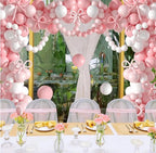 Pink Balloon Garland Arch Kit,Coquette Birthday Decorations 176Pcs Pink Bow Long Balloons Pink and White Balloons Different Size for Wedding