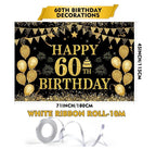 60th Birthday Decorations for Men Women - Happy 60th Birthday Banner Party decorations Cheers to 60 Years Birthday Party Suppiles Black Gold