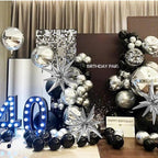 137Pcs Black and Silver Balloons Garland Arch Kit with Stars - 5 10 12 18 in Black Silver Confetti Latex Party Balloons for 2026 Graduation