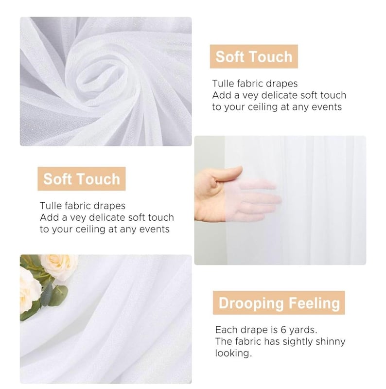 White Wedding Arch Drapes, Sheer White Backdrop Fabric 28.7 x 20FT, Elegant Wedding Arbor Curtain for Ceremony Reception Party Decor