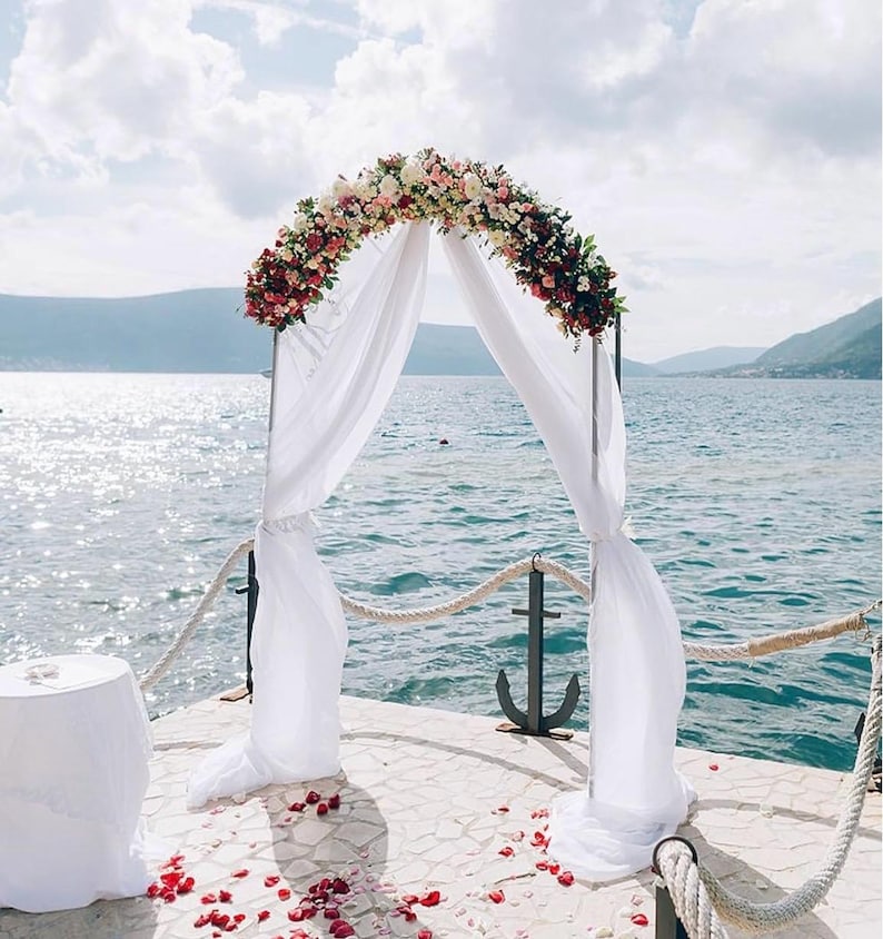 White Wedding Arch Drapes, Sheer White Backdrop Fabric 28.7 x 20FT, Elegant Wedding Arbor Curtain for Ceremony Reception Party Decor