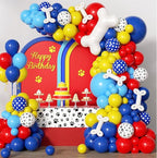 152pcs Paw Print Balloons Garland Arch Kit - Paw Themed Dog Bone Foil Balloons in Royal Blue, Yellow, Red for Baby Shower