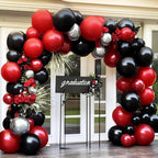 Black Red Silver Balloon Garland Red Black Balloons Different Sizes Dark Red Latex Red Metallic Silver Balloon Arch Kit ,74Pcs